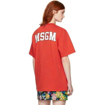 Shop Msgm Red College Logo T-shirt