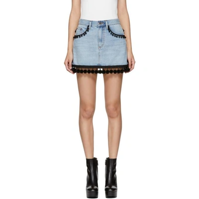 Shop Marc Jacobs Indigo Denim Pom Pom Miniskirt