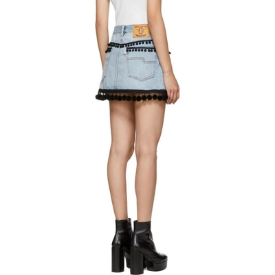 Shop Marc Jacobs Indigo Denim Pom Pom Miniskirt