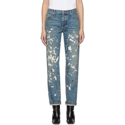 Shop Helmut Lang Blue Re-edition Painter Jeans In Paint Splat