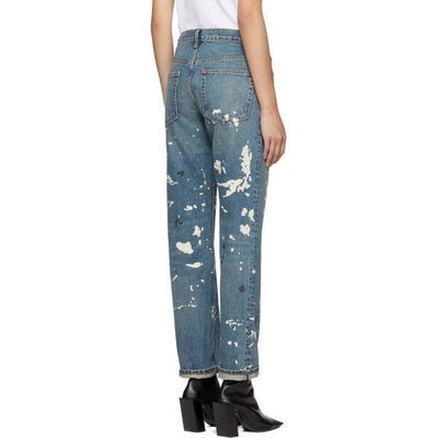 Shop Helmut Lang Blue Re-edition Painter Jeans In Paint Splat