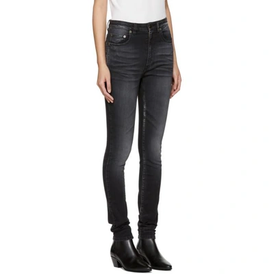 Shop Saint Laurent Black High-waisted Skinny Jeans In 1407 Deep D