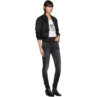 Shop Saint Laurent Black High-waisted Skinny Jeans In 1407 Deep D