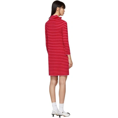 Shop Marc Jacobs Red And Pink Striped Cowl Neck Dress In 623 Red/pin
