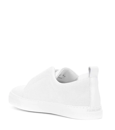 Shop Pierre Hardy Slider Textured Leather Sneakers In White