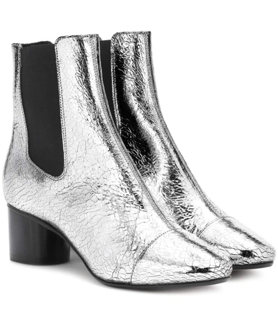 Shop Isabel Marant Danelya Metallic Leather Ankle Boots In Silver