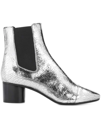 Shop Isabel Marant Danelya Metallic Leather Ankle Boots In Silver