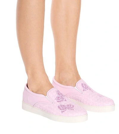 Shop Bottega Veneta Intrecciato Leather Sneakers In Pink