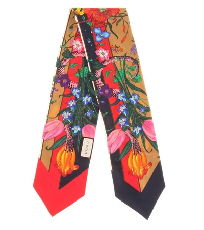 Shop Gucci Printed Silk Scarf In Multicoloured