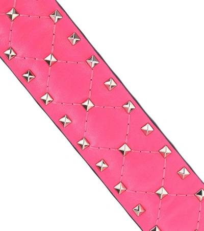 Shop Valentino Rockstud Spike Leather Bag Strap In Pink