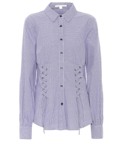 Shop Jonathan Simkhai Gingham Cotton Shirt In Blue