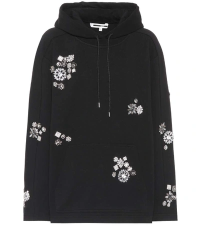 Shop Mcq By Alexander Mcqueen Embellished Cotton Hoodie In Black