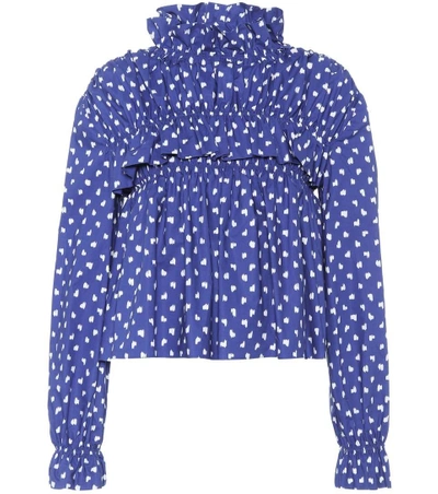 Shop Marni Printed Cotton Top In Blue