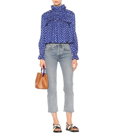 Shop Marni Printed Cotton Top In Blue