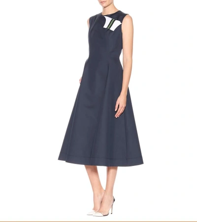 Calvin Klein 205w39nyc Sleeveless Fit-and-flare Tea-length Dress With  Striped Foldover In Navy | ModeSens