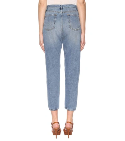 Shop Saint Laurent High-waisted Cropped Jeans In Blue