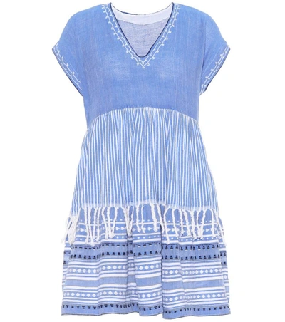 Shop Lemlem Izara Wool And Cotton Dress In Blue