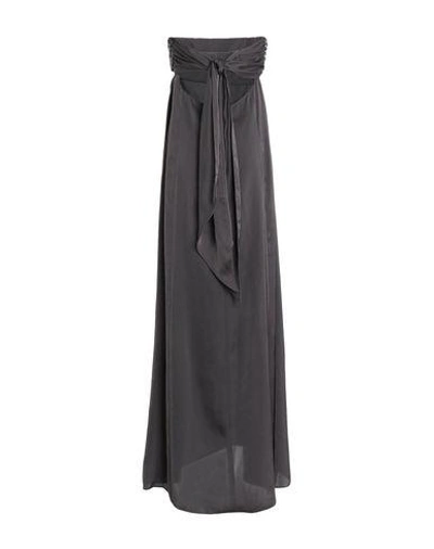 Shop Armani Collezioni Woman Long Dress Grey Size 6 Polyester, Elastane, Plastic, Glass