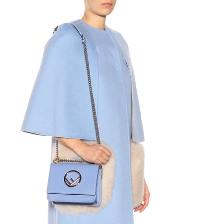 Shop Fendi Kan I F Mini Leather Shoulder Bag In Blue