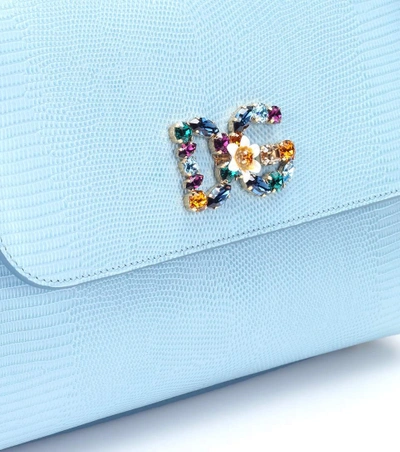 Shop Dolce & Gabbana Sicily Medium Leather Shoulder Bag In Blue