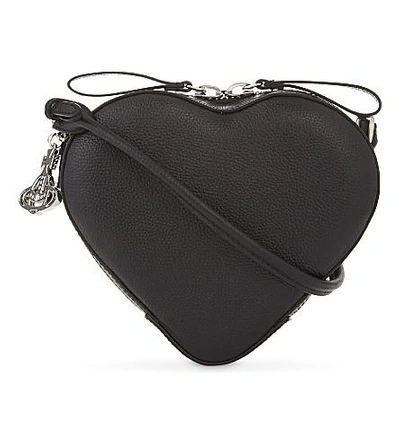 Anglomania Johanna Small Heart Leather Cross-body Bag In Black