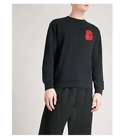 Shop Mcq By Alexander Mcqueen Bunny-embroidered Jersey Sweatshirt In Black Carbon Navy