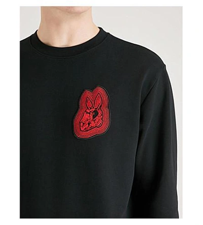 Shop Mcq By Alexander Mcqueen Bunny-embroidered Jersey Sweatshirt In Black Carbon Navy