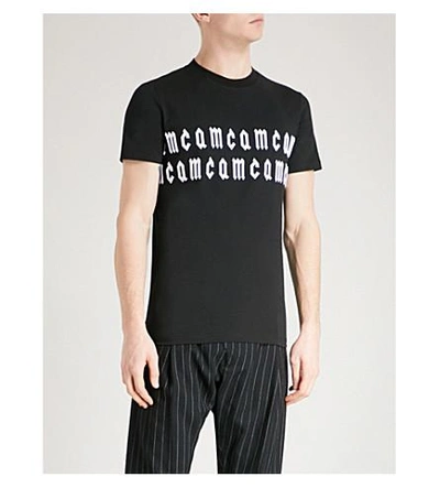 Shop Mcq By Alexander Mcqueen Logo-embroidered Cotton-jersey T-shirt In Black/black