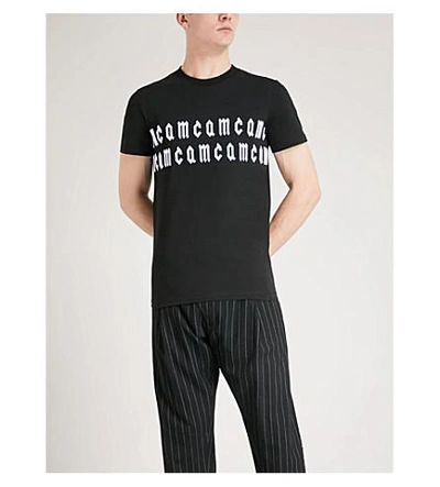 Shop Mcq By Alexander Mcqueen Logo-embroidered Cotton-jersey T-shirt In Black/black