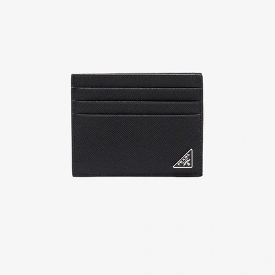 Shop Prada Saffiano Leather Cardholder In Black