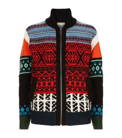 Shop Burberry Fair Isle Wool-cashmere Bomber In Green
