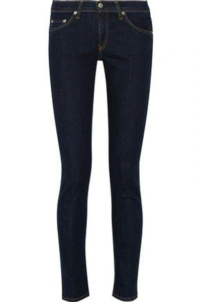 Shop Rag & Bone Woman Mid-rise Skinny Jeans Dark Denim