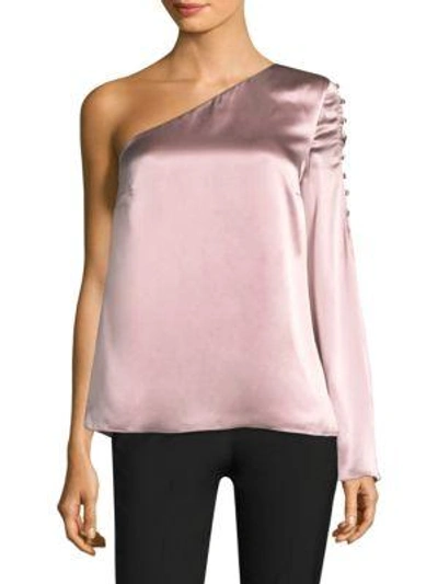 Shop Parker Ripley One-shoulder Silk Top In Mauve Pink