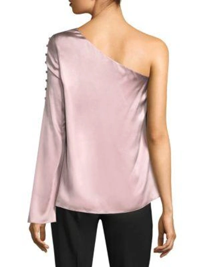Shop Parker Ripley One-shoulder Silk Top In Mauve Pink