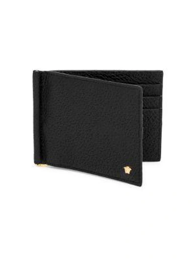 Shop Versace Leather Bi-fold Wallet In Black