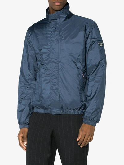 Shop Prada Windbreaker Jacket In Blue