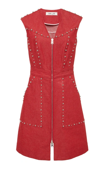 Shop Diane Von Furstenberg Zip Front Sheath Dress In Red