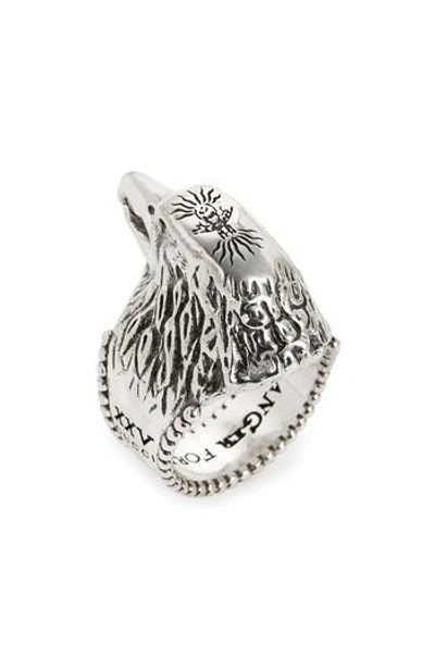 Shop Gucci Eagle Head Ring In Silver