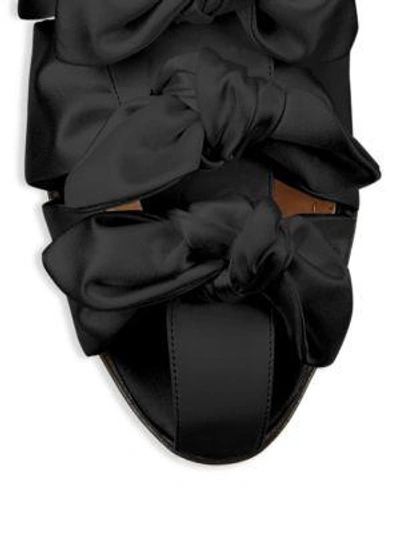 Shop The Row Bow Satin Slides In Black