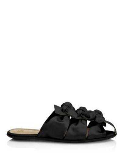Shop The Row Bow Satin Slides In Black