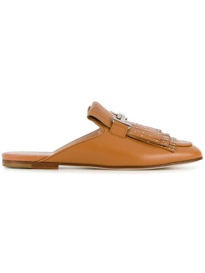Tod's T-bar Mules - Brown In Brown