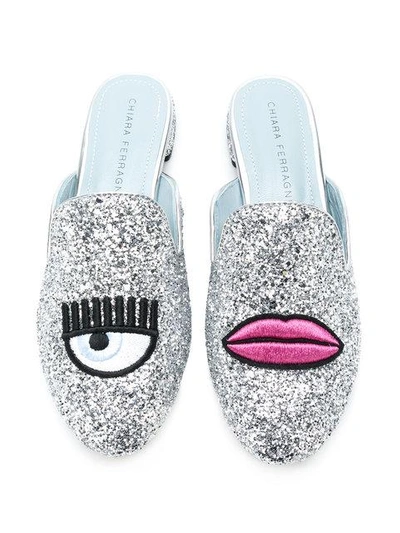 Shop Chiara Ferragni Logomania Mules