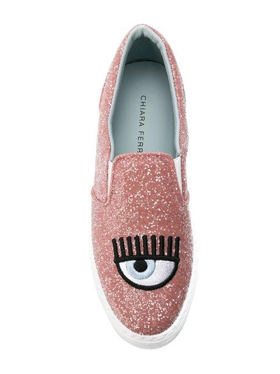 Shop Chiara Ferragni Logomania Slip-on Sneakers In Pink