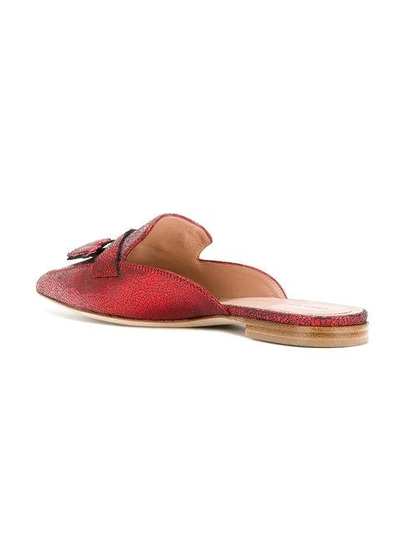 Alberta Ferretti Mia Metallic-leather Backless Loafers In Red