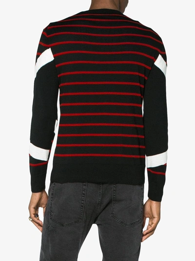 Shop Neil Barrett Striped Lightning Bolt Sweater In Black