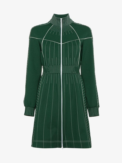 Shop Valentino Mini Dress With Contrasting Stitching In Green
