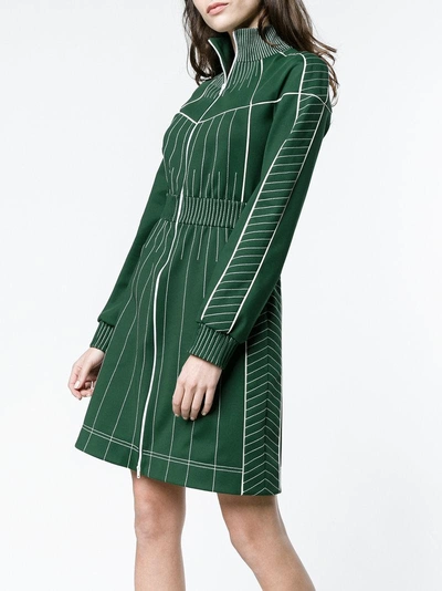 Shop Valentino Mini Dress With Contrasting Stitching In Green