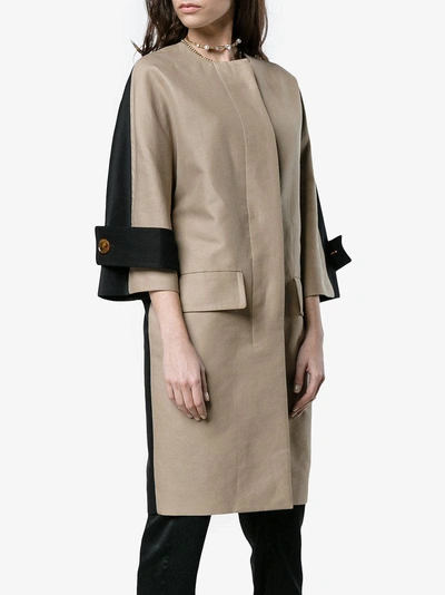 Shop Marni Two Toned Single Breasted Coat In Nude&neutrals