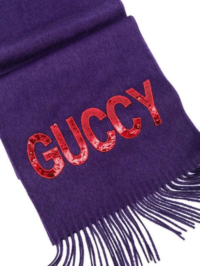 Shop Gucci Guccy Sequin Scarf In 5200