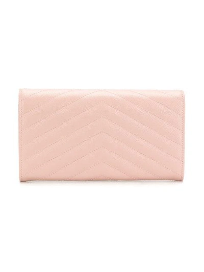 Shop Saint Laurent Large Monogram Flap Wallet In Pink